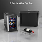 6-Bottle Wine Cooler Refrigerator(46-66°F),Mini Freestanding Beverage Cooler for Summer,Wine Cooler with Temperature Control