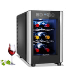 6-Bottle Wine Cooler Refrigerator(46-66°F),Mini Freestanding Beverage Cooler for Summer,Wine Cooler with Temperature Control