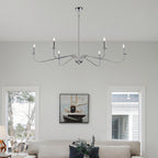 6 Light 64 Inches Minimalist Chandelier in Matte Black / Gold /Chrome - N/A
