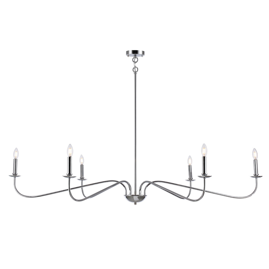 6 Light 64 Inches Minimalist Chandelier in Matte Black / Gold /Chrome - N/A