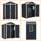 6 ft x 4 ft/6 ft x 8 ft/8 ft x 6 ft/8 ft x 10 ft All-Weather Resin Outdoor Plastic Storage Shed w/Floor, Spire Tool Shed