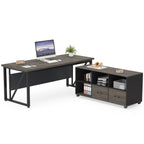 63 L-Shaped Computer Desk with 47 inches Lateral File Cabinet, Executive Desk Home Office Furniture Desk Set