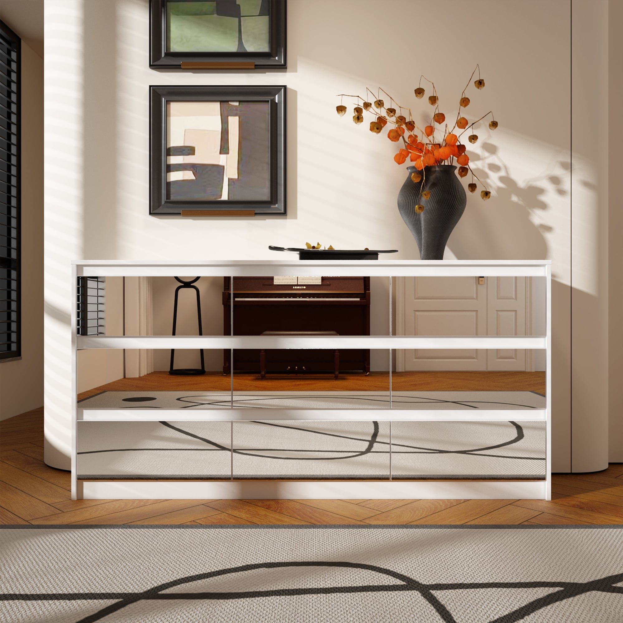 63W 9 Drawer Dresser Accent Dresser for Living Room Bedroom Chest