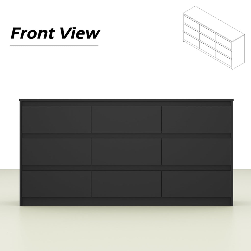 63W 9 Drawer Dresser Accent Dresser for Living Room Bedroom Chest