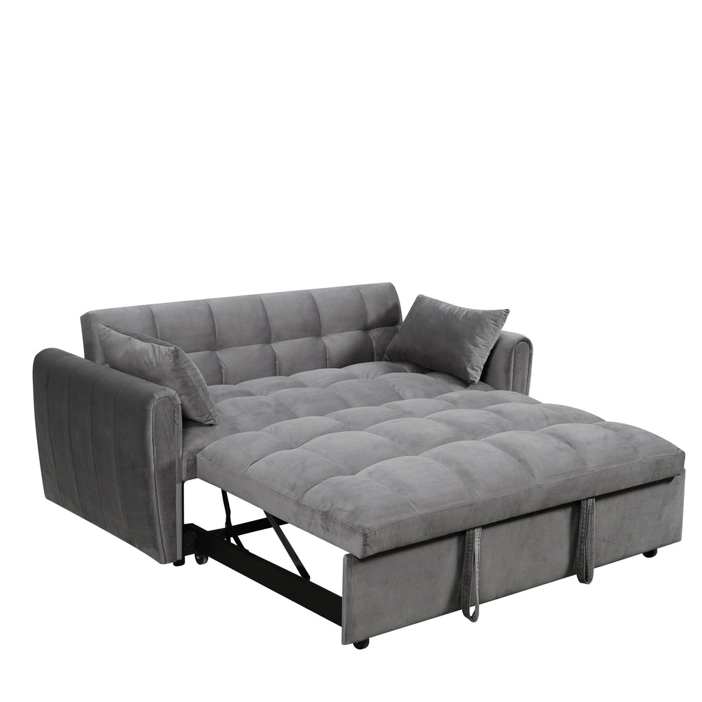 64.96 Velvet 3-in-1 Convertible Sofa Bed with Adjustable Back, Storage Pocket, and 500lb Weight Capacity