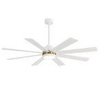 65 Inch 8-Blade Black LED Ceiling Fan with Light and Remote