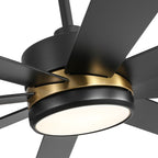 65 Inch 8-Blade Black LED Ceiling Fan with Light and Remote