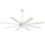65 Inch 8-Blade Black LED Ceiling Fan with Light and Remote