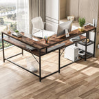 L Shaped Desk with Monitor Shelf, Reversible Corner Computer Desk for Office Home 69