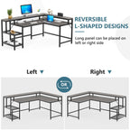 L Shaped Desk with Monitor Shelf, Reversible Corner Computer Desk for Office Home 69