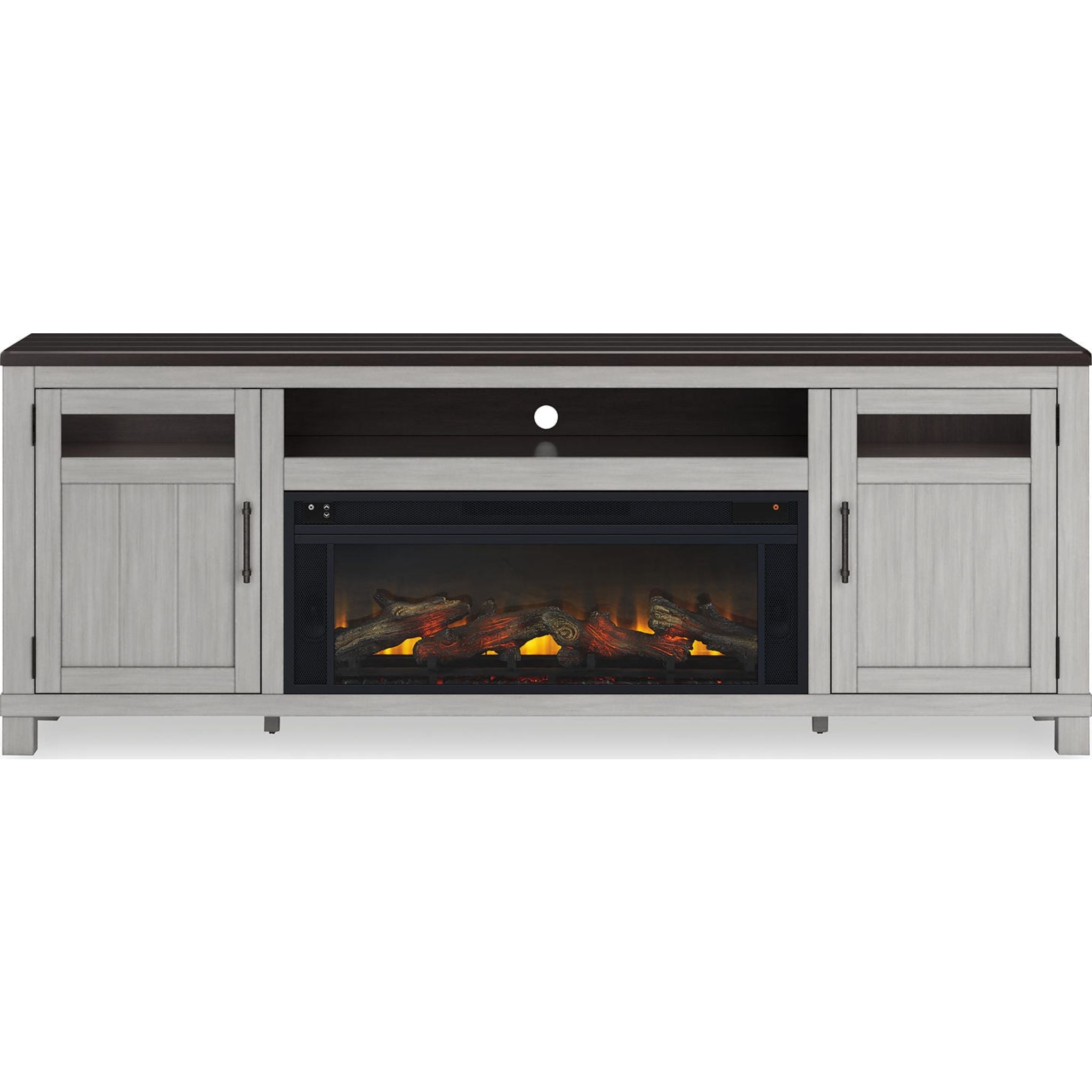 Darborn TV Stand with Fireplace - Gray/Brown