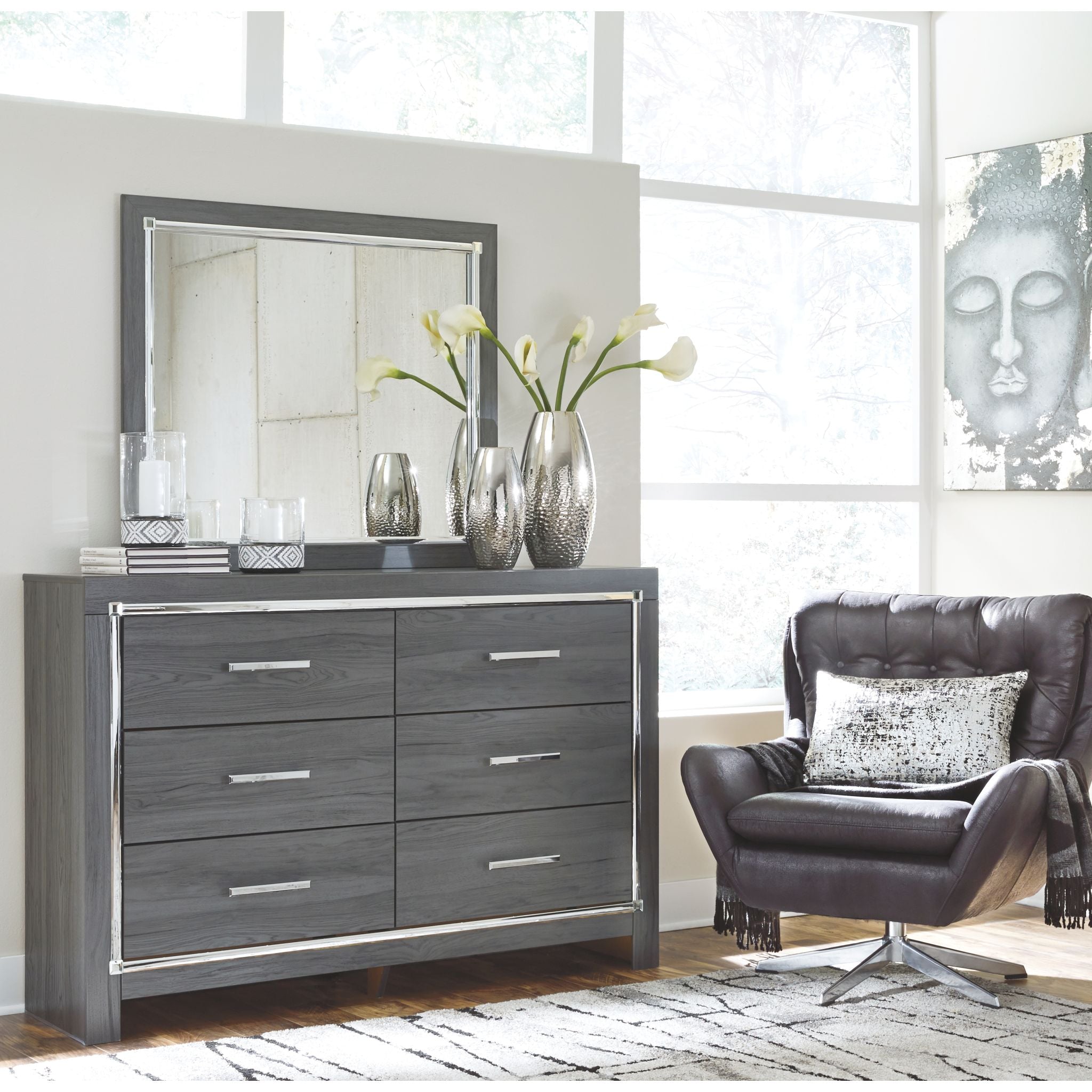 Lodanna Dresser and Mirror - Gray