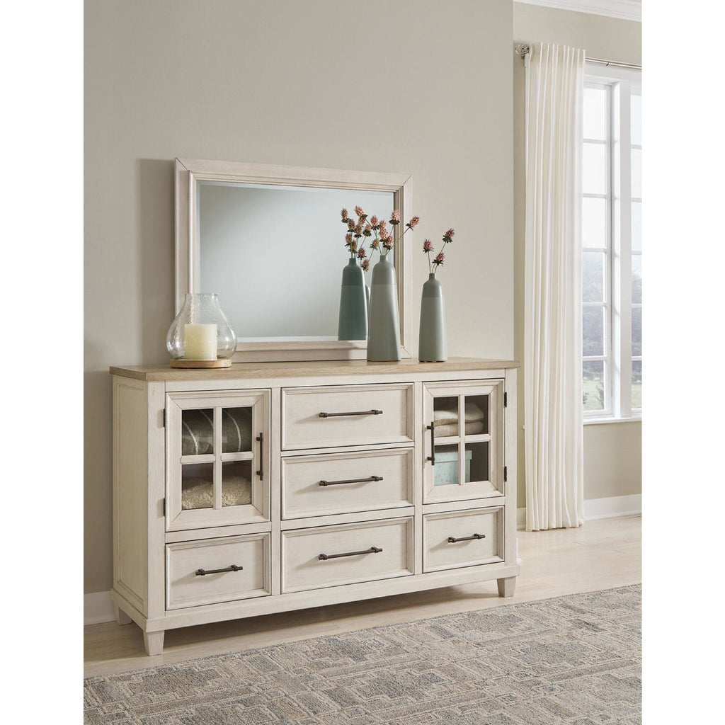 Shaybrock Dresser and Mirror - Antique White/Brown