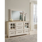 Shaybrock Dresser and Mirror - Antique White/Brown