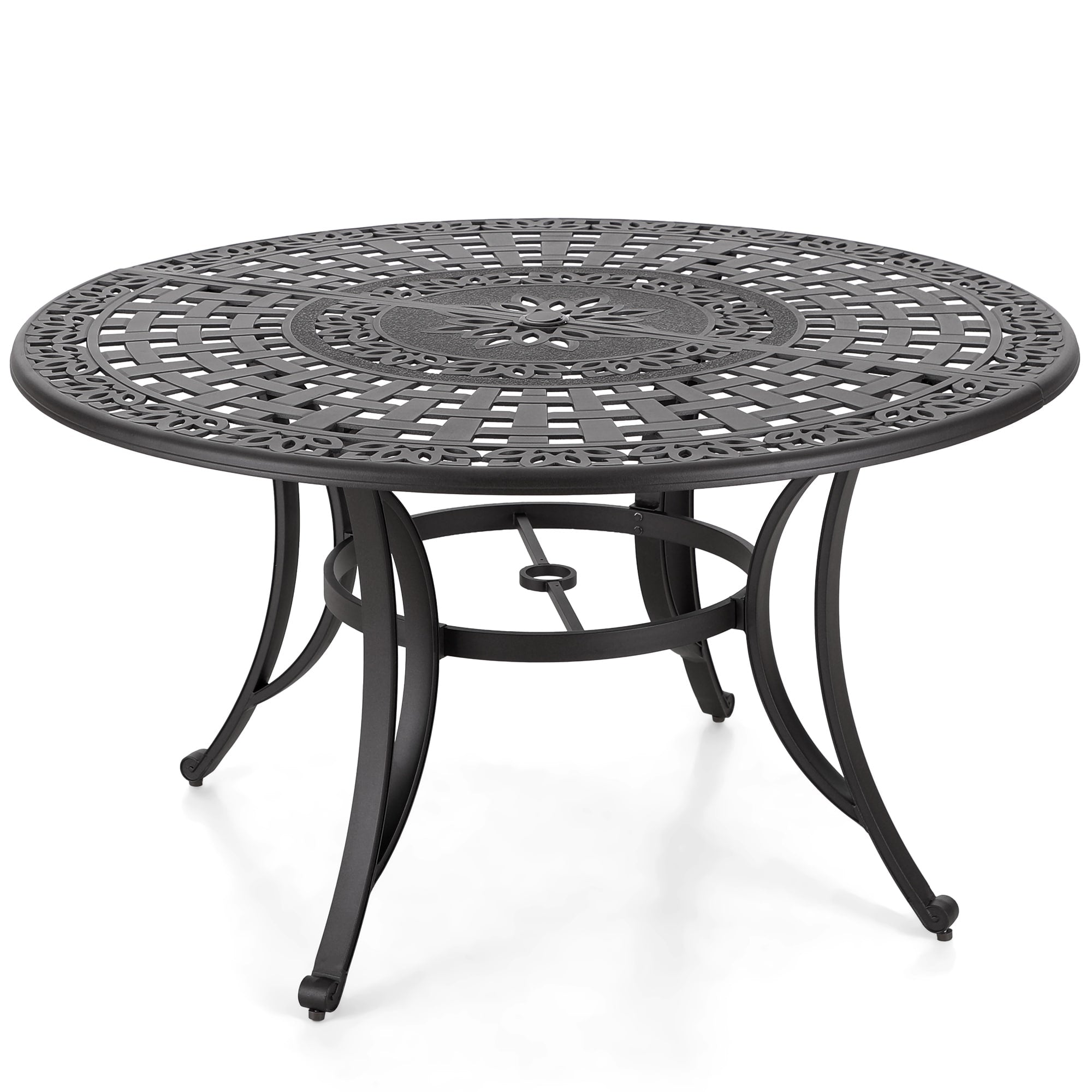 MAISON ARTS Cast Aluminum Dining Chairs/Patio Dining Set with Round Dining Table & 6 Cast Aluminum Patio Chairs