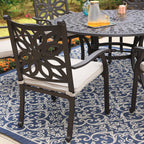 MAISON ARTS Cast Aluminum Dining Chairs/Patio Dining Set with Round Dining Table & 6 Cast Aluminum Patio Chairs