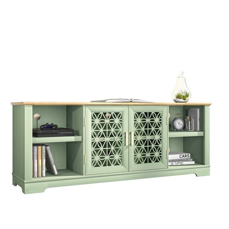 70 in. Rustic Decorative Floral Door TV Stand for up to 80 TVs