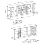 70 in. Rustic Decorative Floral Door TV Stand for up to 80 TVs