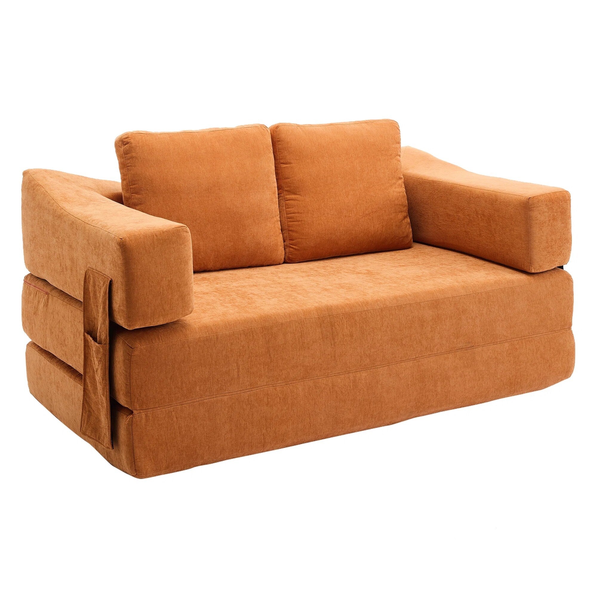 70.87 Upholstered Convertible Sleeper Sofa, Convertible Chair Floor Couch Comfy Sofa for Living Room, Bedroom, Chenille Fabric