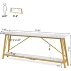 70.9 Inch Extra Long Sofa Table, Industrial Entry Console Table