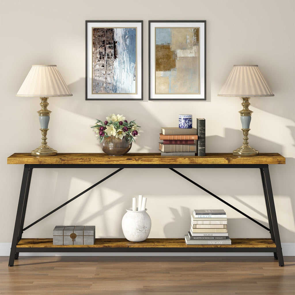 70.9 Inch Extra Long Sofa Table, Industrial Entry Console Table