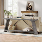 70.9 Inches Long Rustic Wood Console Sofa Table with Storage Shelf
