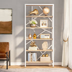 71 Industrial Bookshelf, 6 Tier Rustic Brown Wood Etagere Bookcase, Open Book Shelves