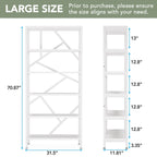 71 Industrial Bookshelf, 6 Tier Rustic Brown Wood Etagere Bookcase, Open Book Shelves