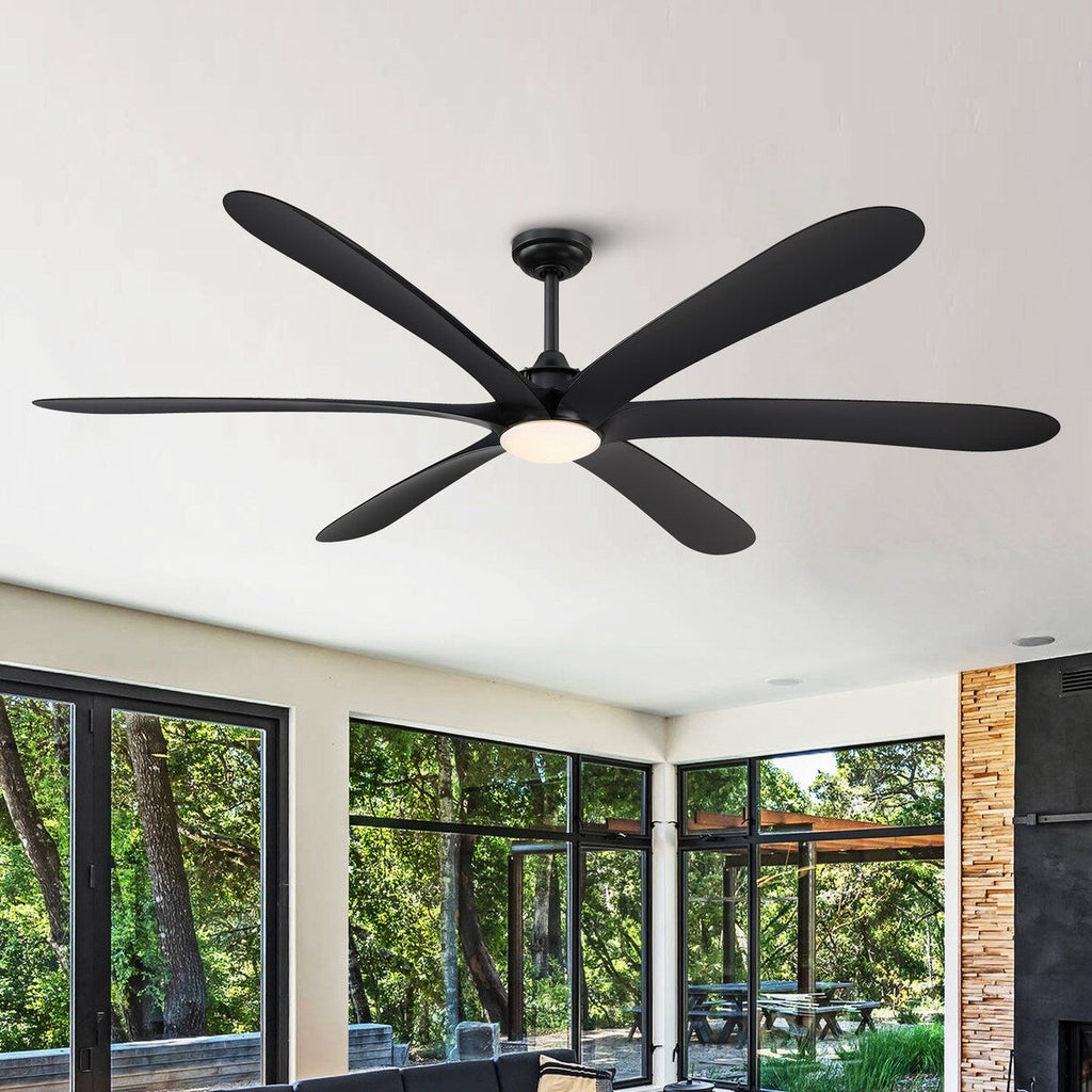 72-inch Driftwood 6-Blade Large DC Ceiling Fan with Light and Remote