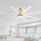 72 Large Ceiling Fans with LED Light Remote Control-8 Blade - 72 Inch