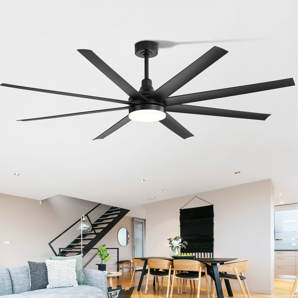 72 Large Ceiling Fans with LED Light Remote Control-8 Blade - 72 Inch