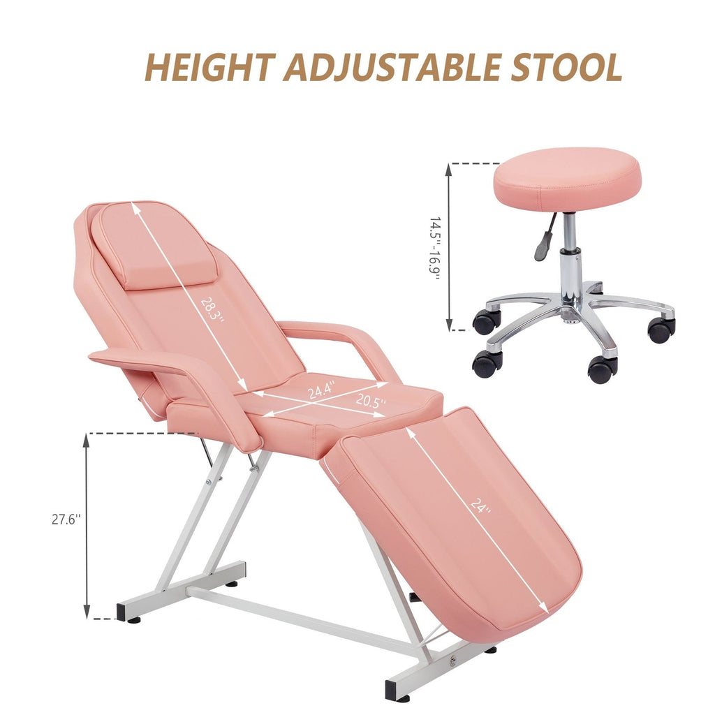 73 Adjustable Beauty Salon Spa Massage Bed Tattoo Chair with Stool
