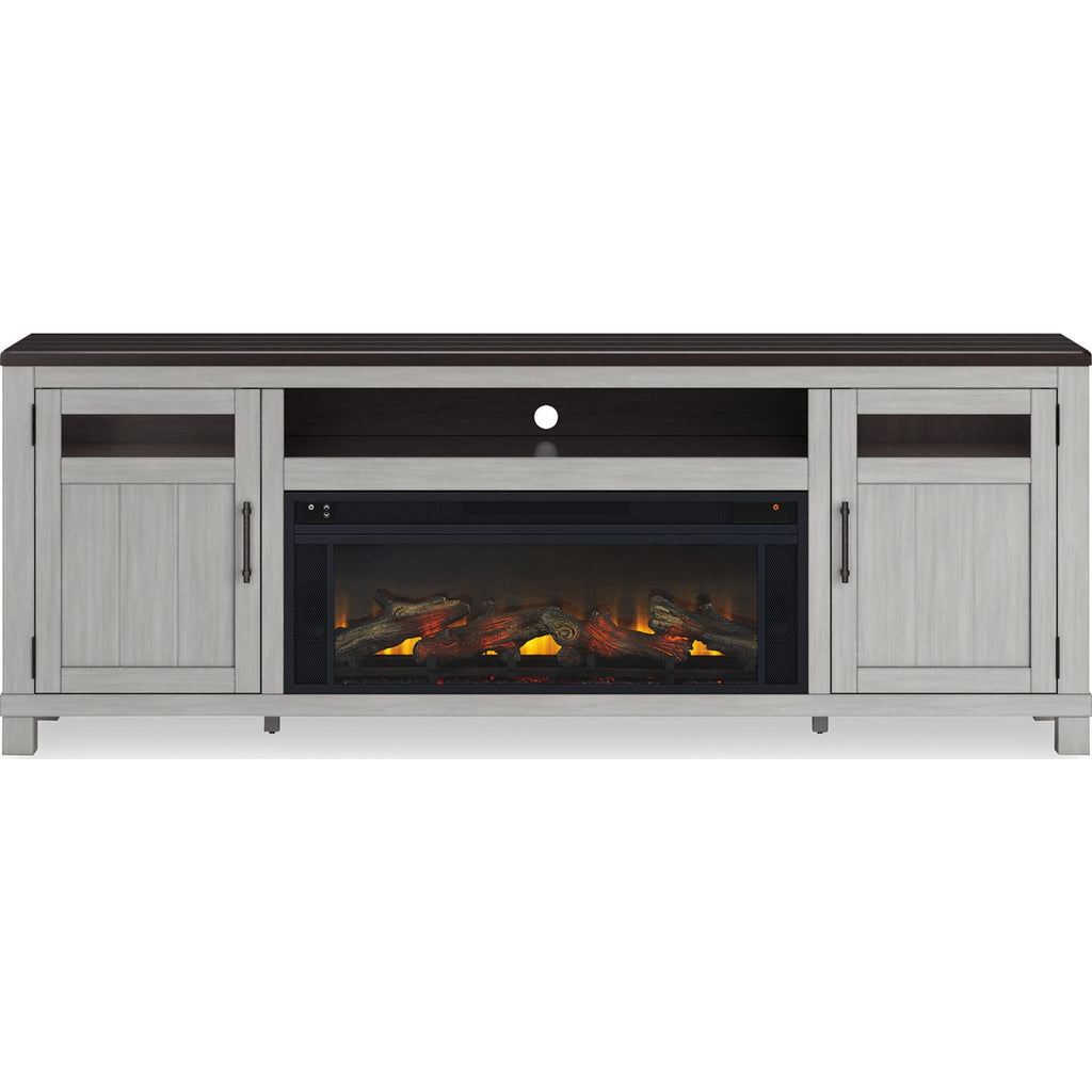 Darborn TV Stand with Fireplace - Gray/Brown