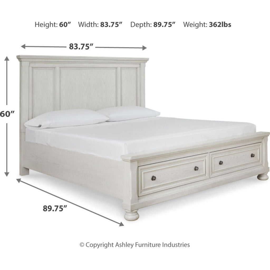 Robbinsdale King Panel Bed - Antique White