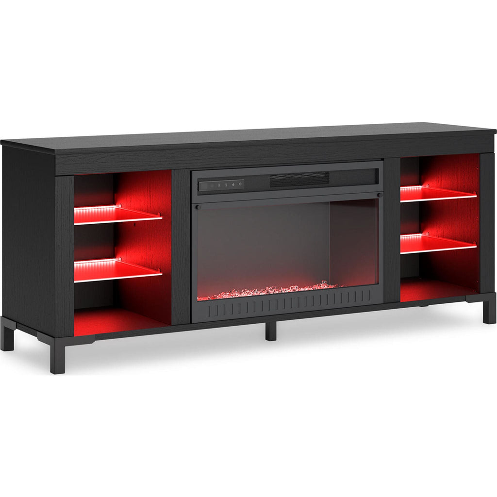Cayberry TV Stand with Fireplace - Black