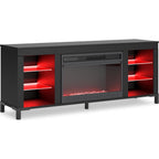 Cayberry TV Stand with Fireplace - Black