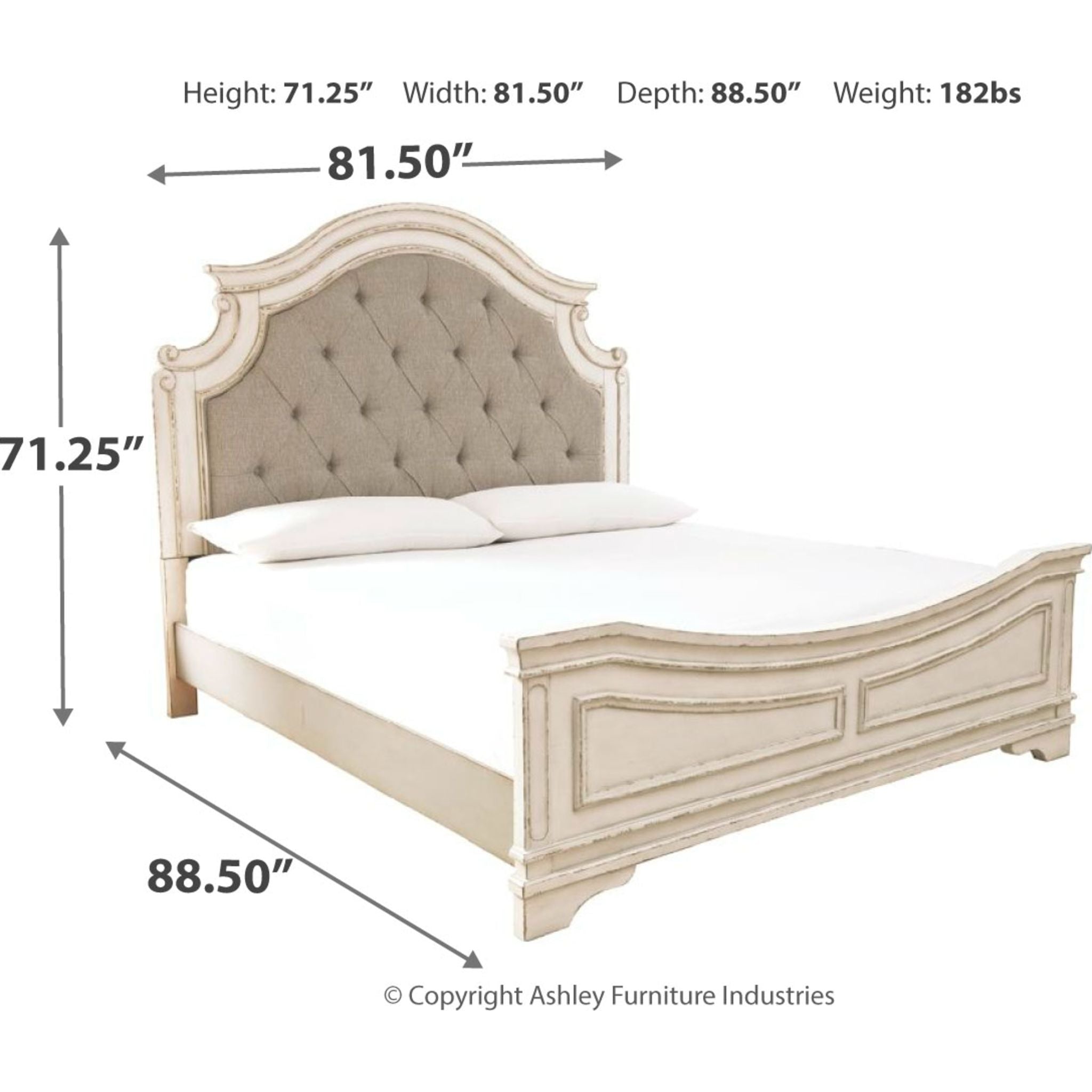 Realyn 5 Piece Queen Panel Bedroom - Chipped White
