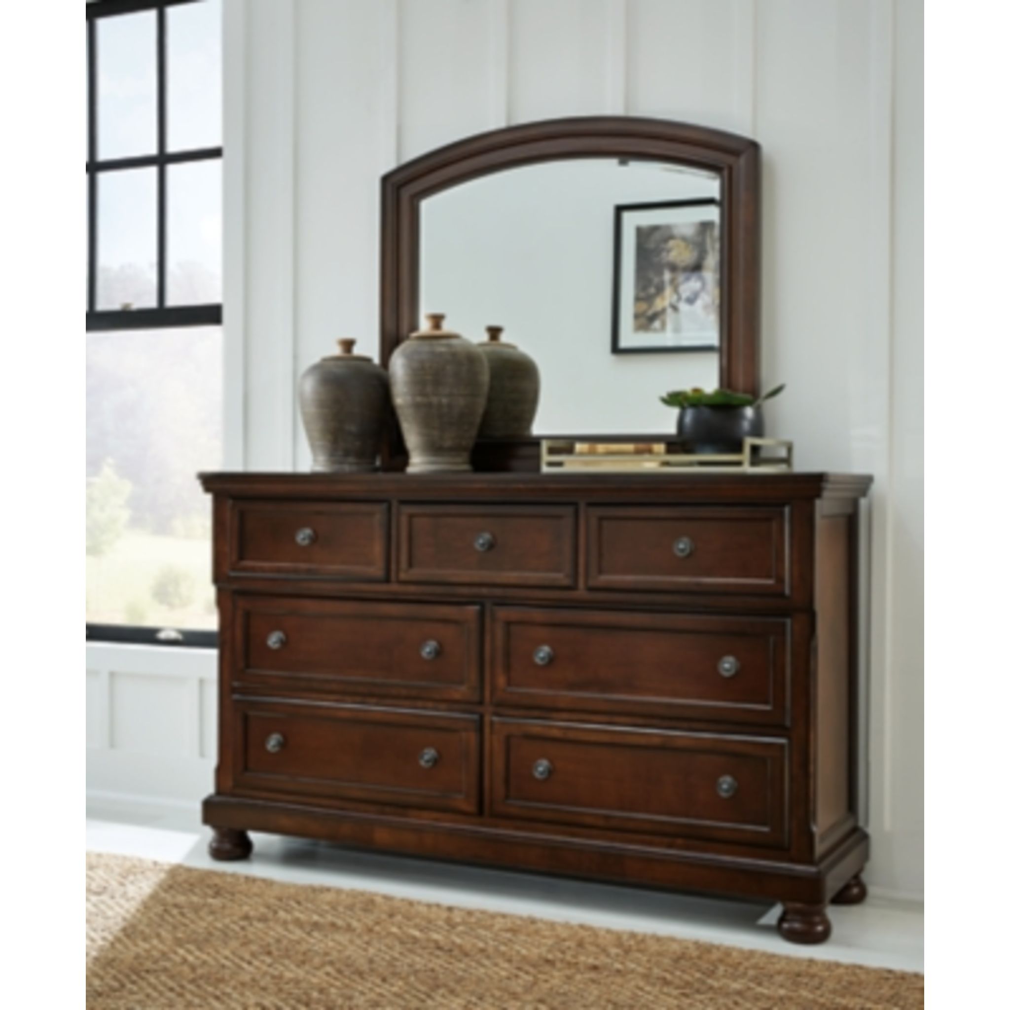 Porter Dresser and Mirror - Rustic Brown