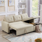 81.5'' Upholstered Convertible 3 Seater Sleeper Sofa with Pull-Out Bed, Reversible Storage Chaise, and Back Cushions