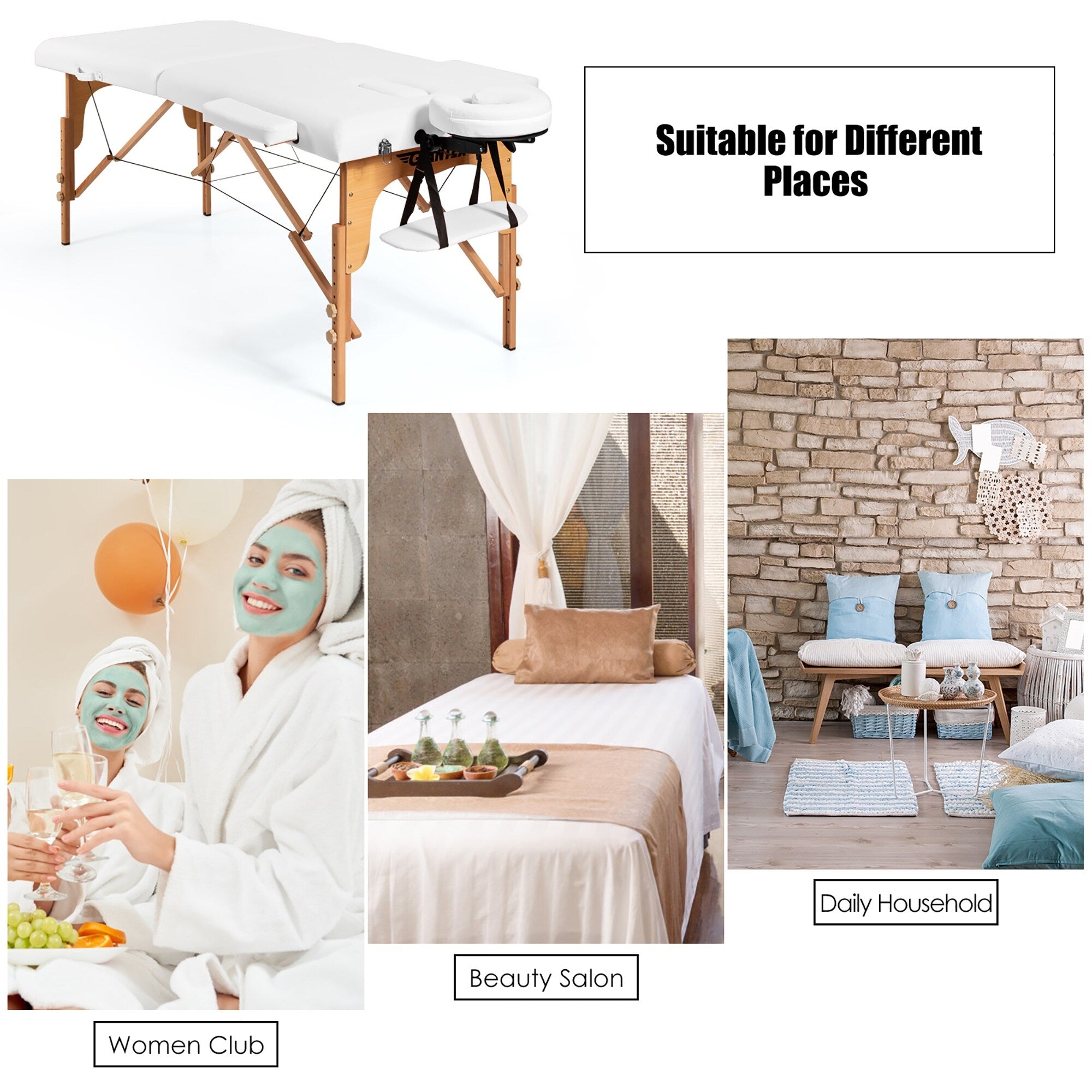 84''L Portable Massage Table Adjustable Facial Spa Bed Tattoo w/ Carry