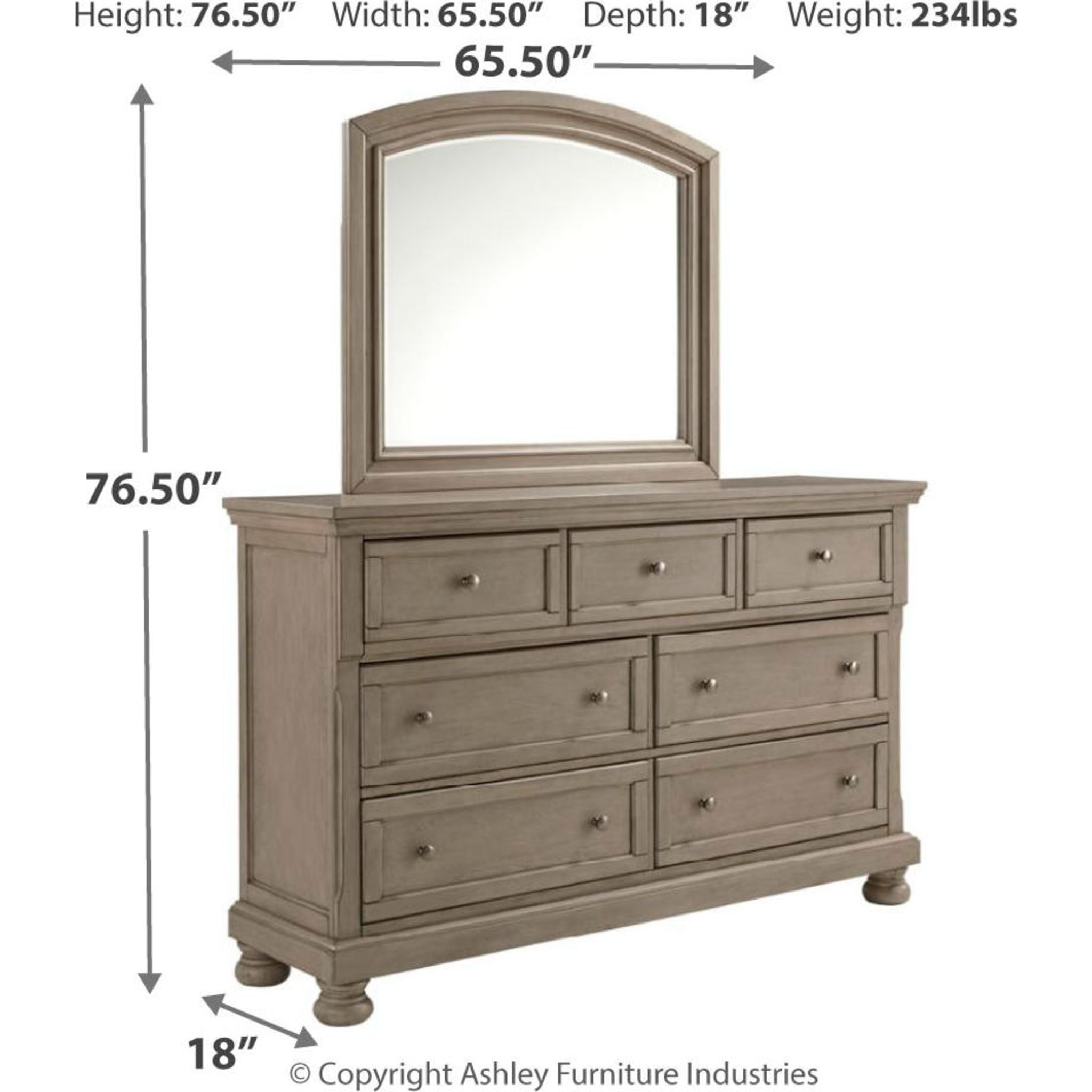 Lettner Dresser and Mirror - Light Gray