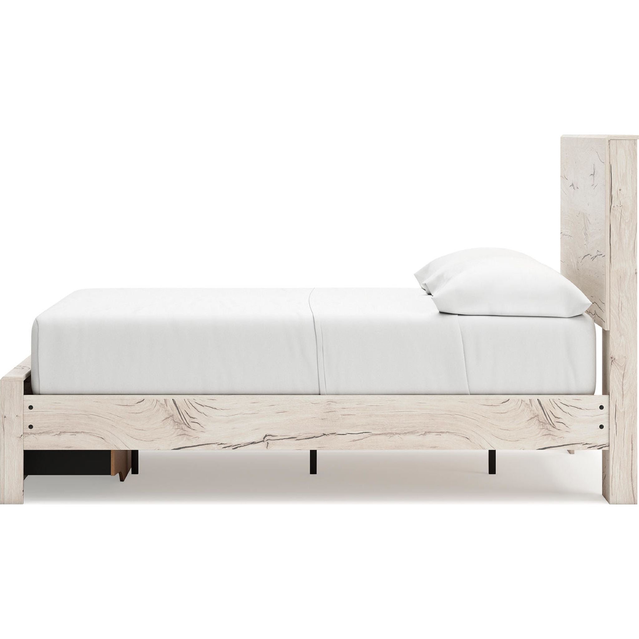 Lawroy Full Panel Bed with Footboard Storage - Light Natural
