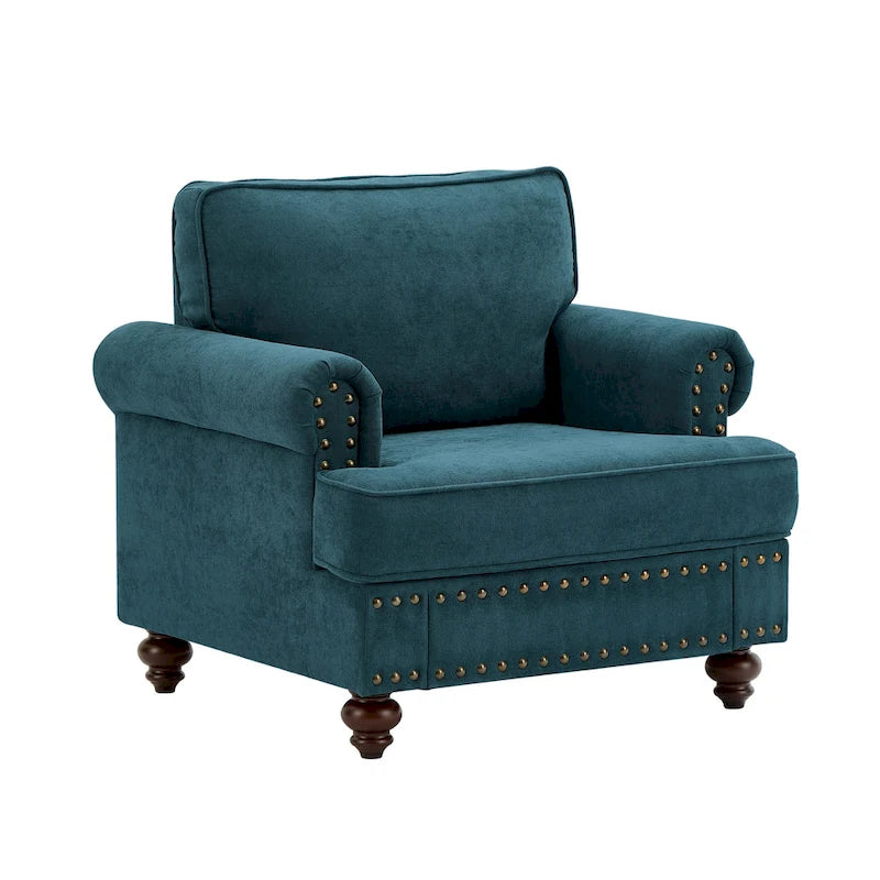 Modern Sofa Chair with Nailhead Rivet Trim - 33.07 x 37.20 x 35.43