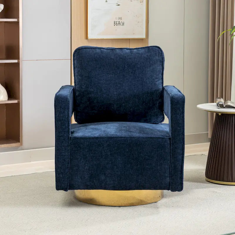 Modern Upholstered Swivel Open-Back Barrel Chair With Pillow