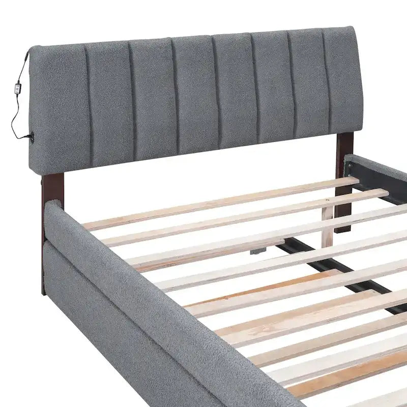 Upholstered Platform Bed with Trundle