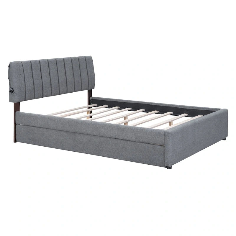 Upholstered Platform Bed with Trundle