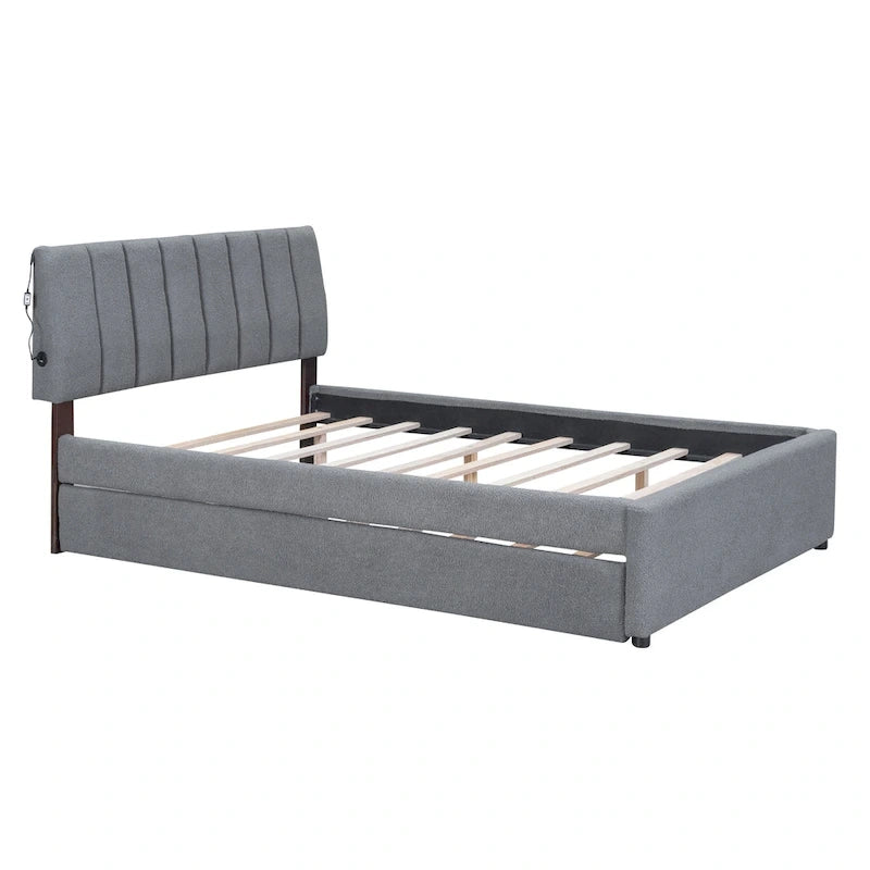 Upholstered Platform Bed with Trundle