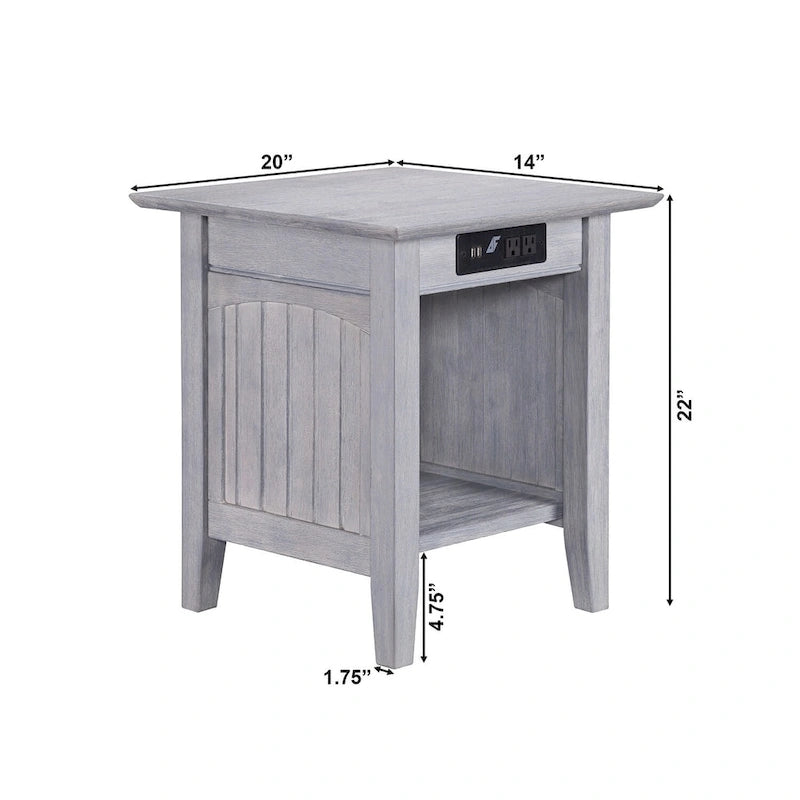 AFI Nantucket End Table with Built-in Charger in Driftwood