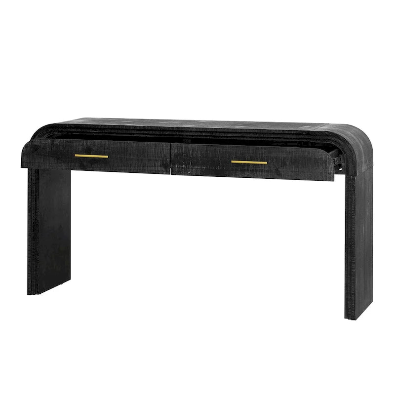 Irresistible Retro Silhouette Console Table: Open Style, Two Top Drawers