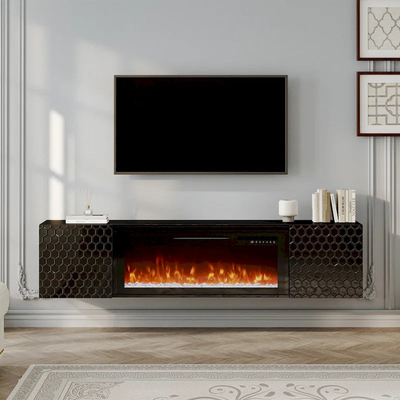 67 MDF Wall Mounted TV Stand with 36 Electric Fireplace